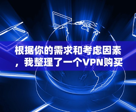 根据你的需求和考虑因素，我整理了一个VPN购买建议，帮助你和朋友做出明智的选择